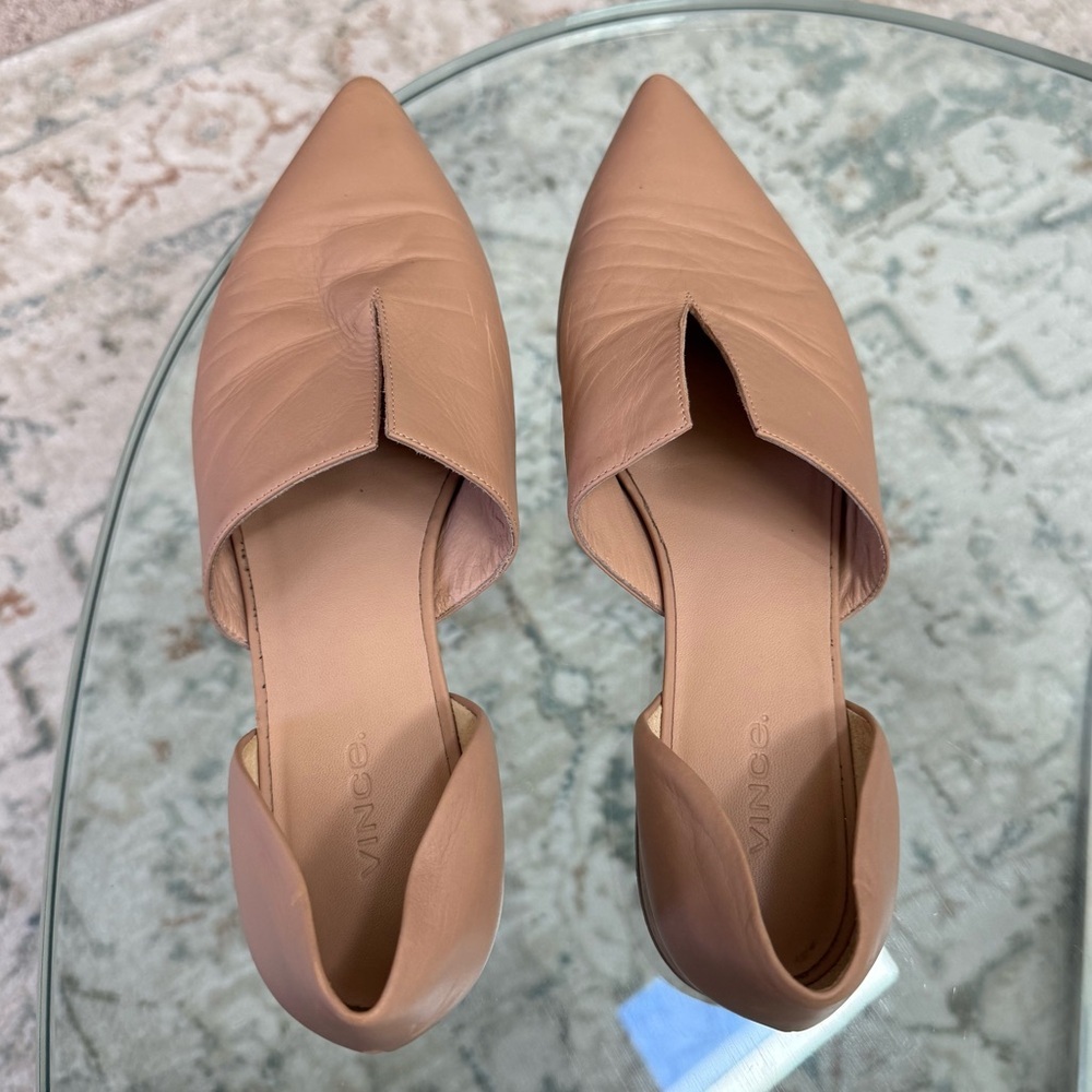 Vince Designer Tan Pinkish Made In Italy Darlington Flats Women’s Size 9 - Picture 8 of 14